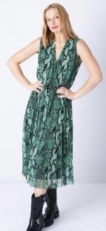 Animosa Vestido Serpiente Rayos Verde